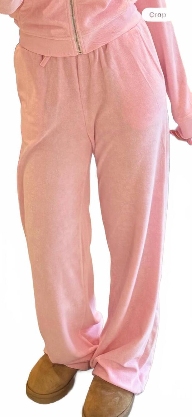 NEW THEME kids cherries terry wide leg pant in ash pink
